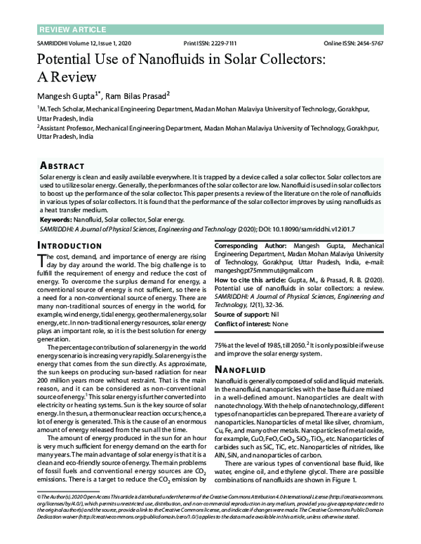 (PDF) Potential Use of Nanofluids in Solar Collectors: A Review