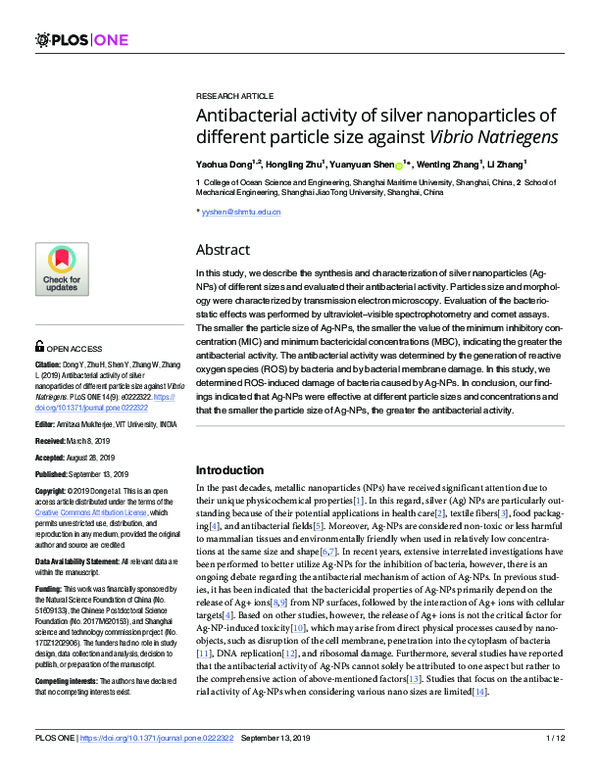 (PDF) Antibacterial activity of silver nanoparticles grafted on stone ...