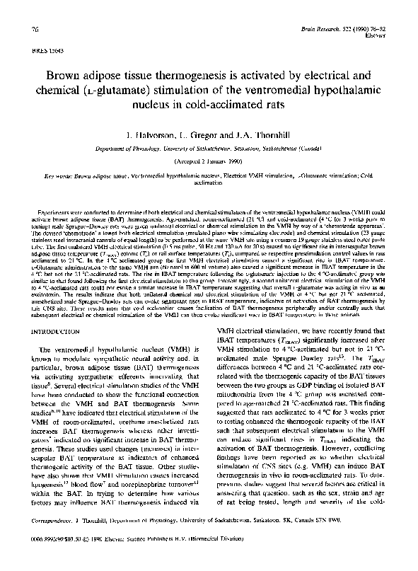 (PDF) Brown adipose tissue thermogenesis is activated by electrical and ...