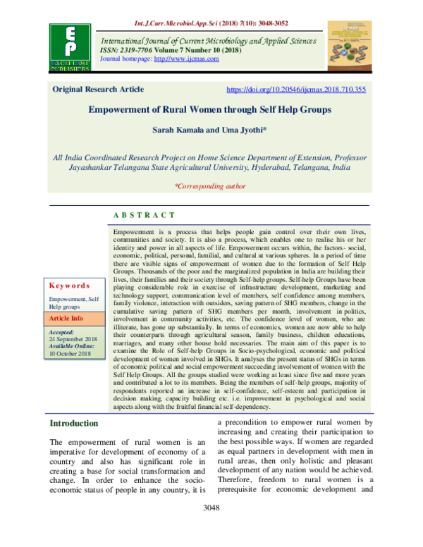 (PDF) Empowerment of Rural Women through Self Help Groups