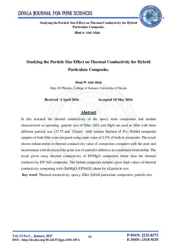 (PDF) Studying the Particle Size Effect on Thermal Conductivity for ...