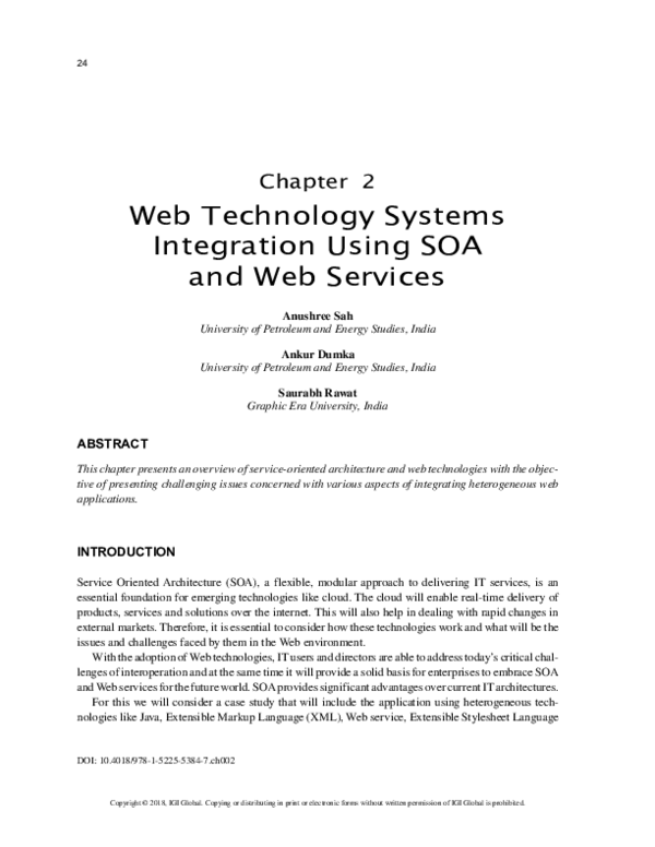 (PDF) Web Technology Systems Integration Using SOA and Web Services