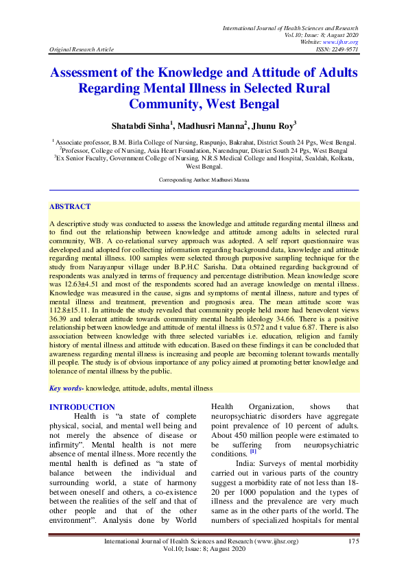 (PDF) Assessment of the Knowledge and Attitude of Adults Regarding ...
