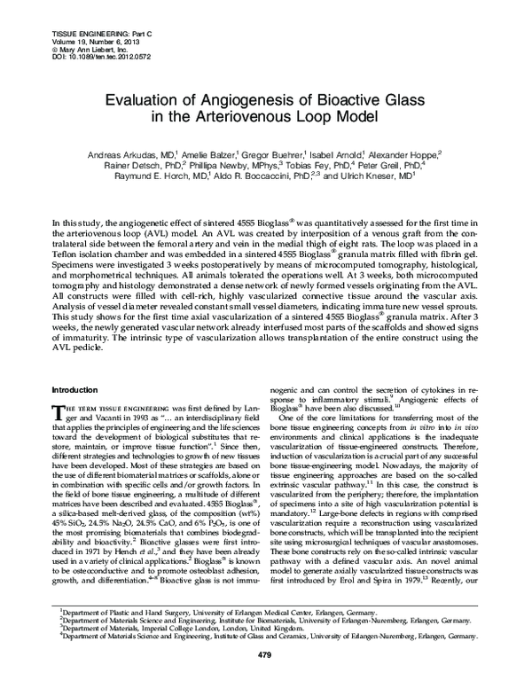 (PDF) Evaluation of Angiogenesis of Bioactive Glass in the ...