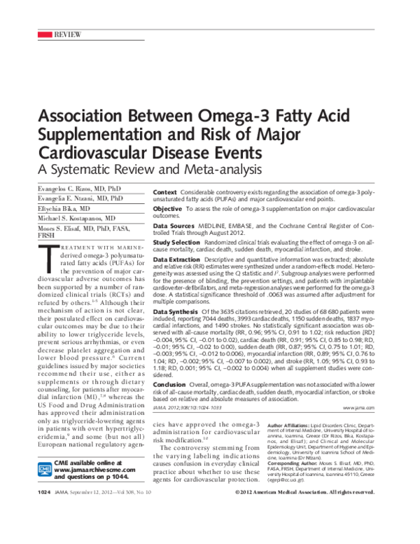 (PDF) Association Between Omega-3 Fatty Acid Supplementation and Risk ...