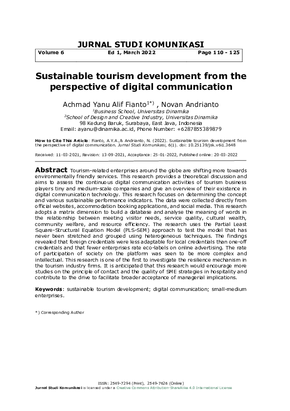 (PDF) Sustainable tourism development from the perspective of digital ...