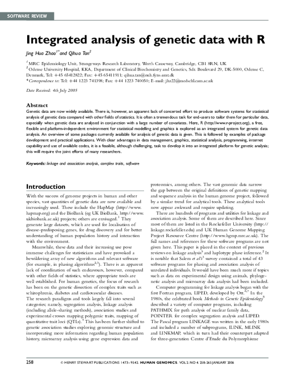 (PDF) Integrated analysis of genetic data with R