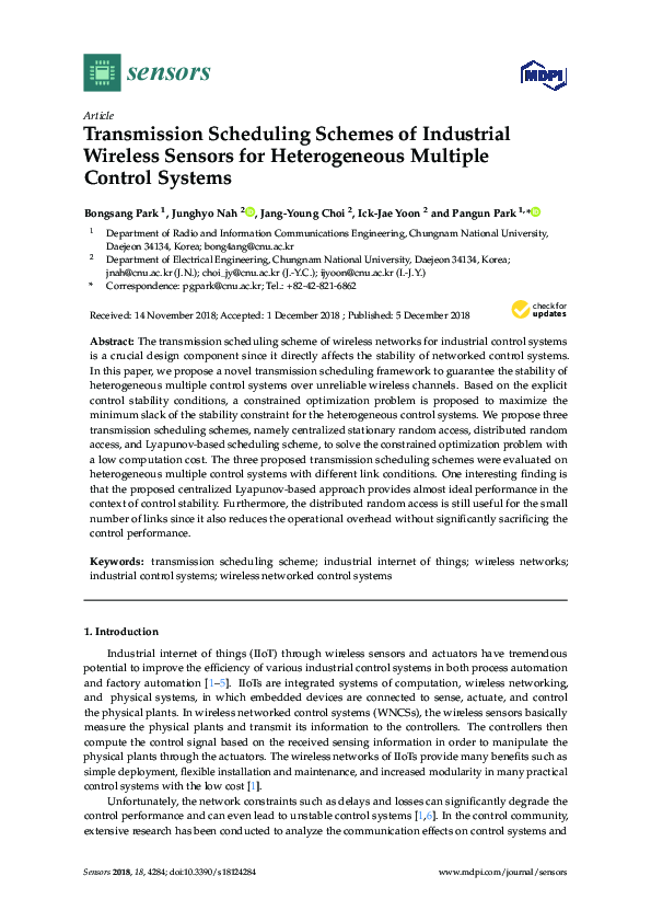 (PDF) Transmission Scheduling Schemes of Industrial Wireless Sensors ...