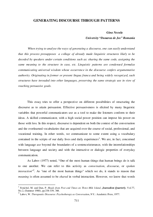 (PDF) Generating Discourse Through Patterns