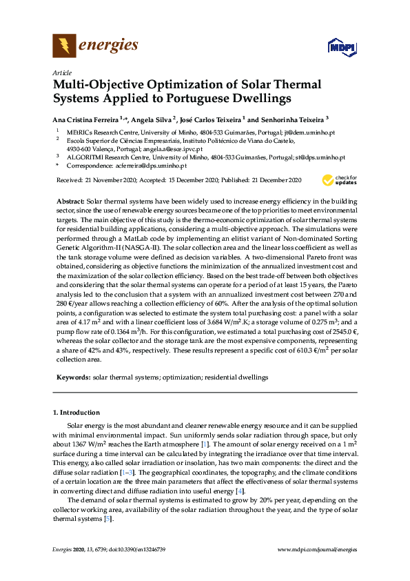 (PDF) Multi-Objective Optimization of Solar Thermal Systems Applied to ...