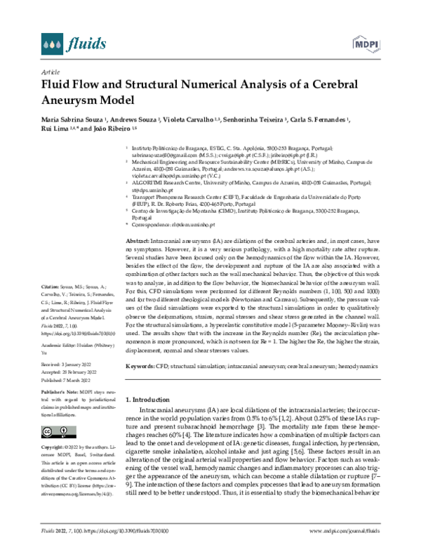 (PDF) Fluid Flow and Structural Numerical Analysis of a Cerebral ...