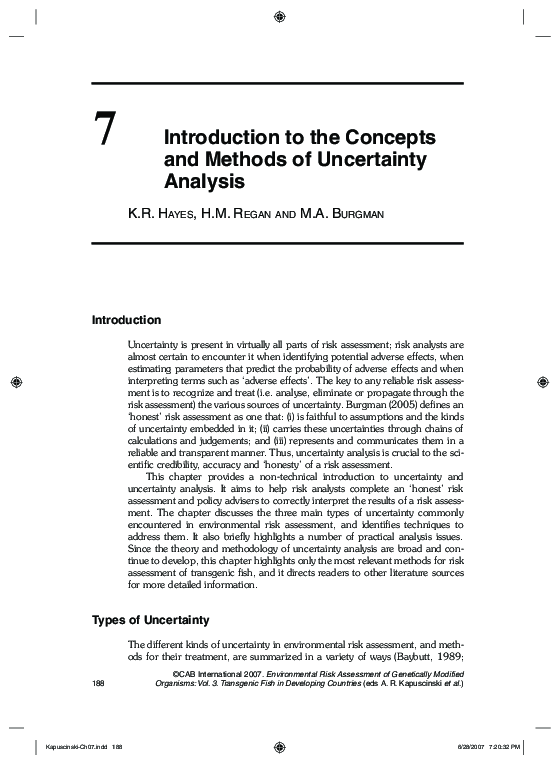 (PDF) Introduction to the concepts and methods of uncertainty analysis