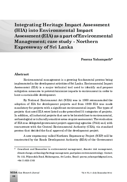(PDF) Integrating Heritage Impact Assessment (HIA) into Environmental ...