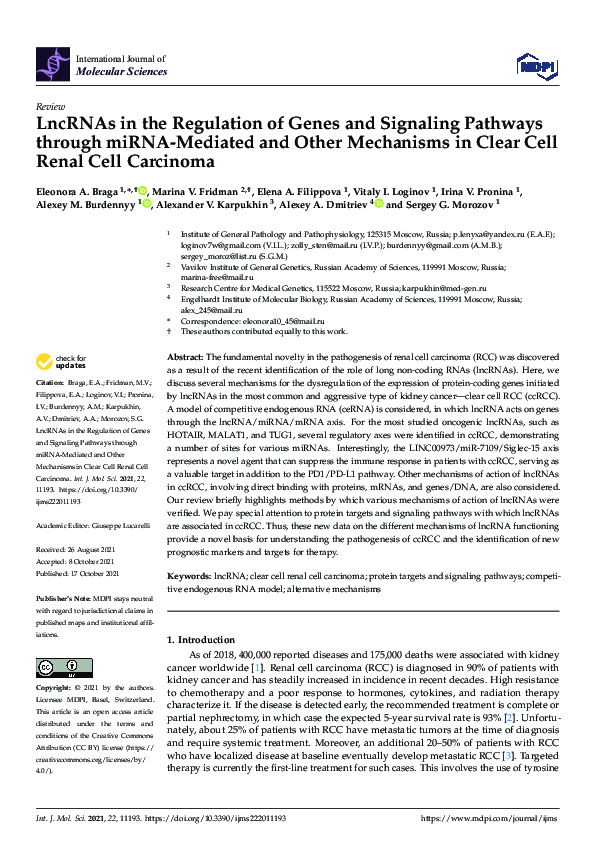(PDF) LncRNAs in the Regulation of Genes and Signaling Pathways through ...