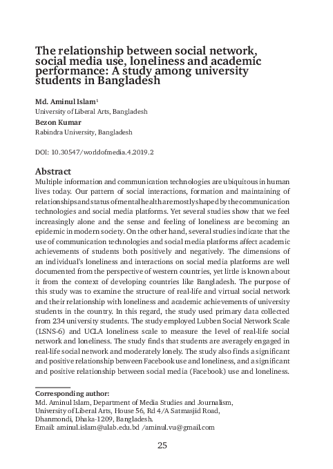 (PDF) The relationship between social network, social media use ...