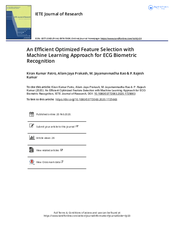 (PDF) An Efficient Optimized Feature Selection with Machine Learning ...