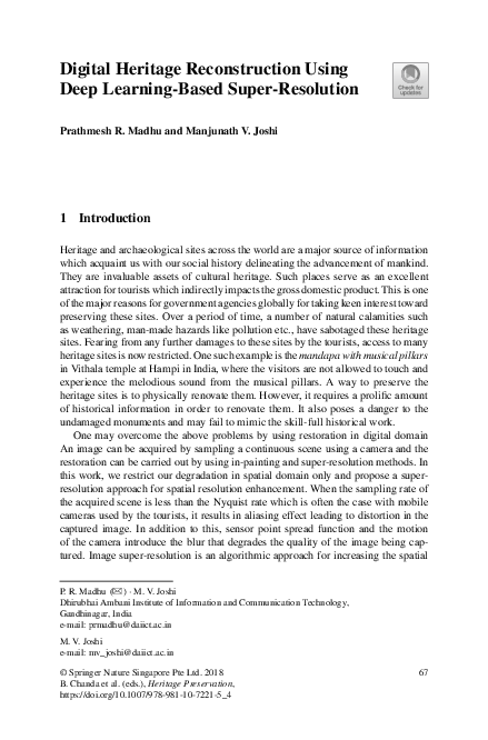 (PDF) Digital Heritage Reconstruction Using Deep Learning-Based Super ...