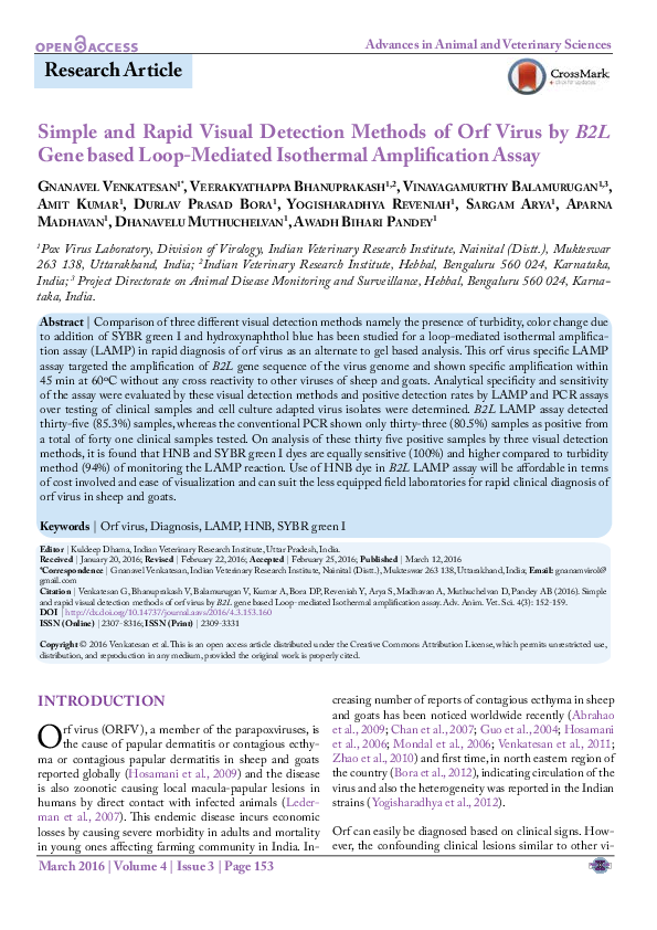 (PDF) Simple and Rapid Visual Detection Methods of Orf Virus by B2L ...