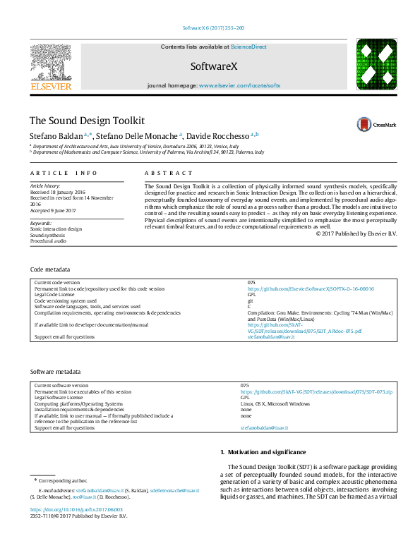 (PDF) The Sound Design Toolkit
