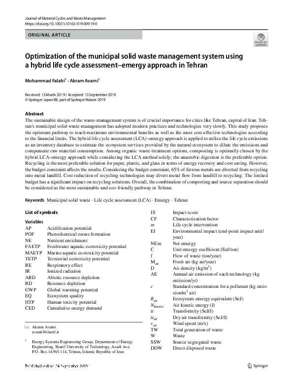 (PDF) Optimization of the municipal solid waste management system using ...