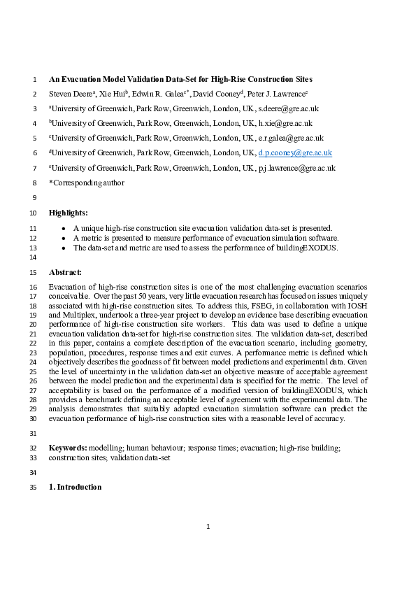 (PDF) An evacuation model validation data-set for high-rise ...