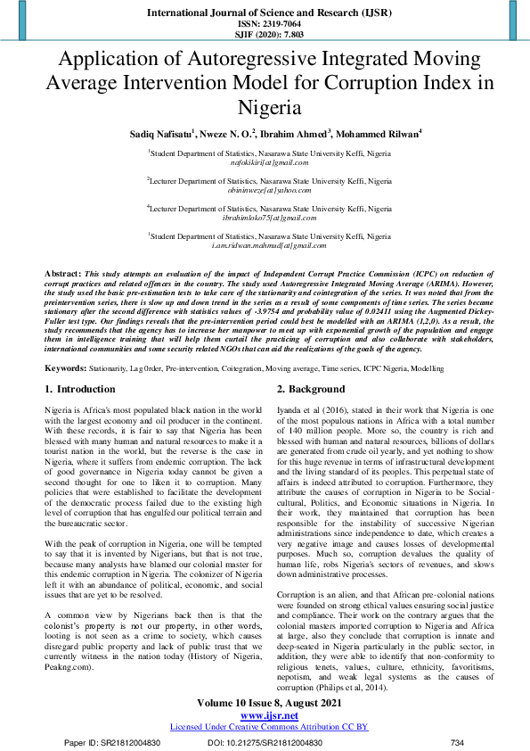 (PDF) Application of Autoregressive Integrated Moving Average ...