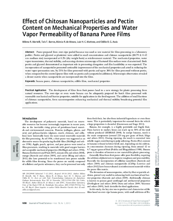 (PDF) Effect of Chitosan Nanoparticles and Pectin Content on Mechanical ...