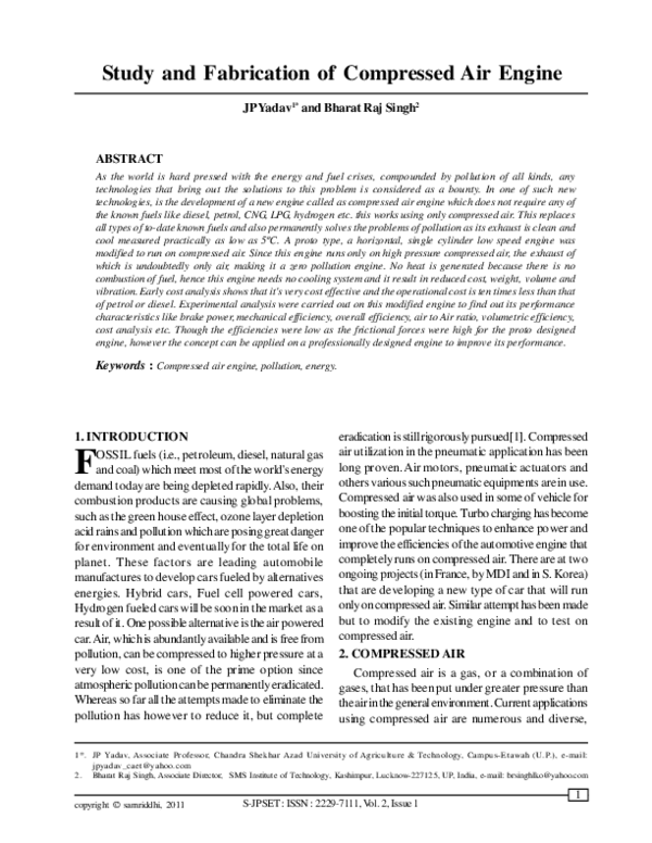 (PDF) Study and Fabrication of Compressed Air Engine