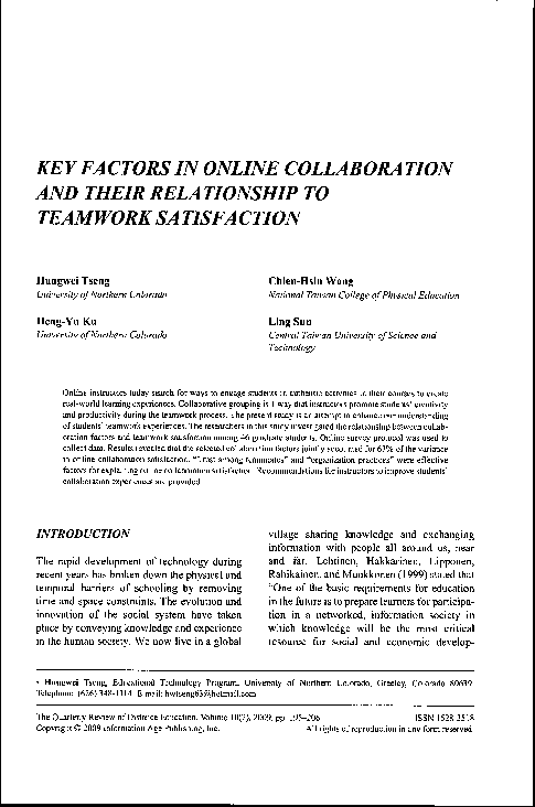 (PDF) Key factors in online collaboration and their relationship to ...