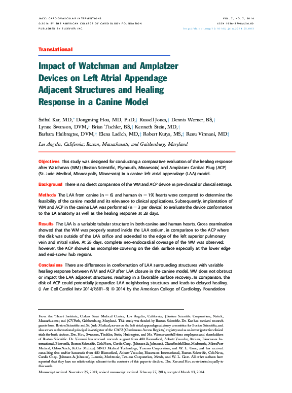 (PDF) Impact of Watchman and Amplatzer devices on left atrial appendage ...