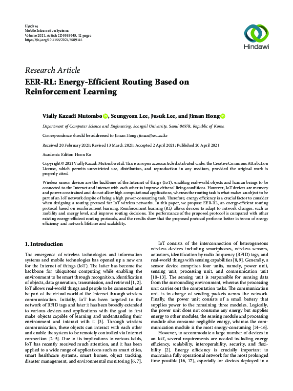 (PDF) EER-RL: Energy-Efficient Routing Based on Reinforcement Learning
