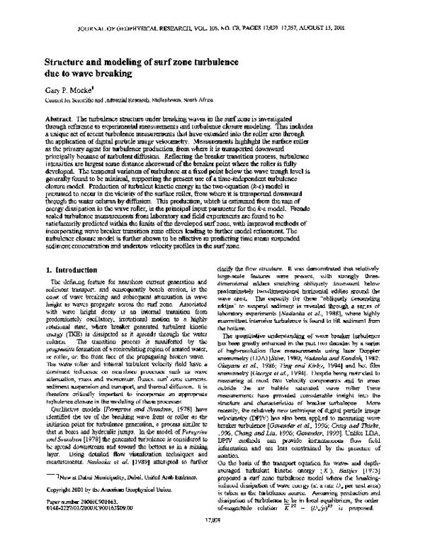 (PDF) Structure and modeling of surf zone turbulence due to wave breaking