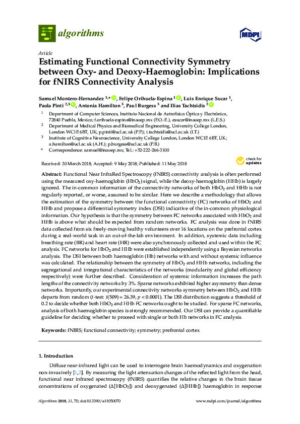 (PDF) Estimating Functional Connectivity Symmetry between Oxy- and ...