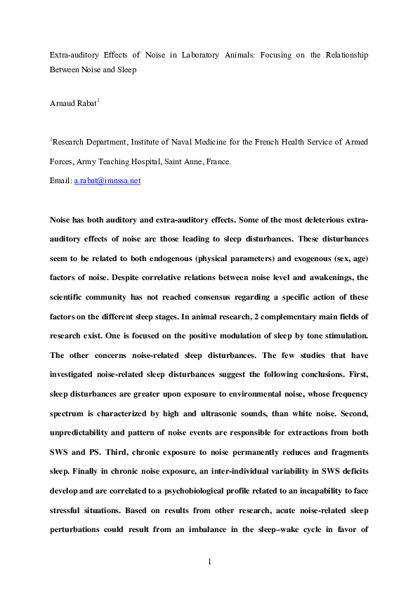 (PDF) Extra-auditory effects of noise in laboratory animals: the ...