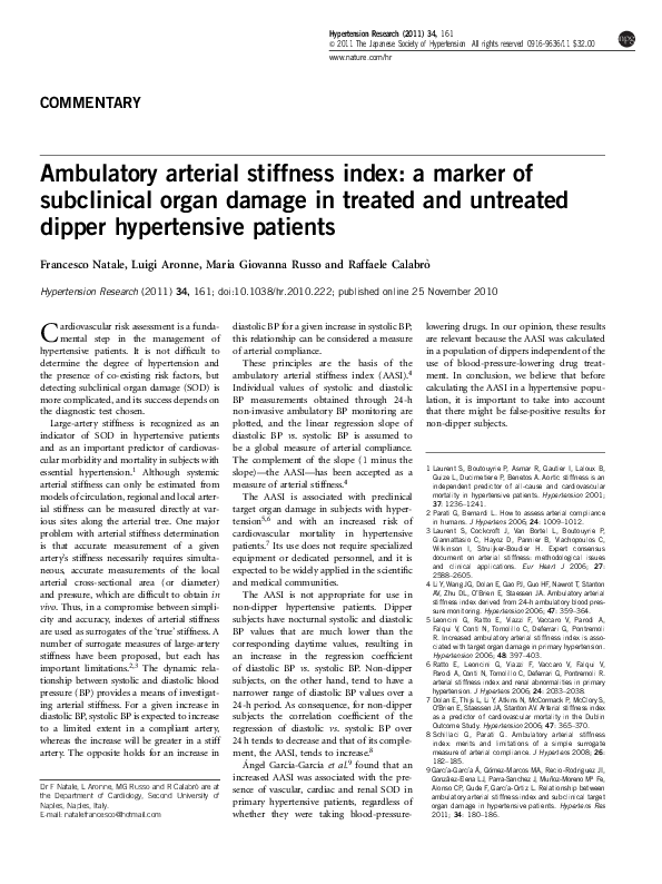(PDF) Ambulatory arterial stiffness index: a marker of subclinical ...
