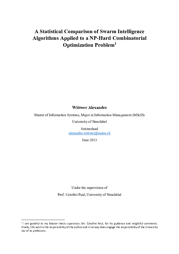 (PDF) A Statistical Comparison of Swarm Intelligence Algorithms Applied ...
