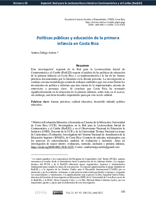 (PDF) Políticas públicas y educación de la primera infancia en Costa Rica
