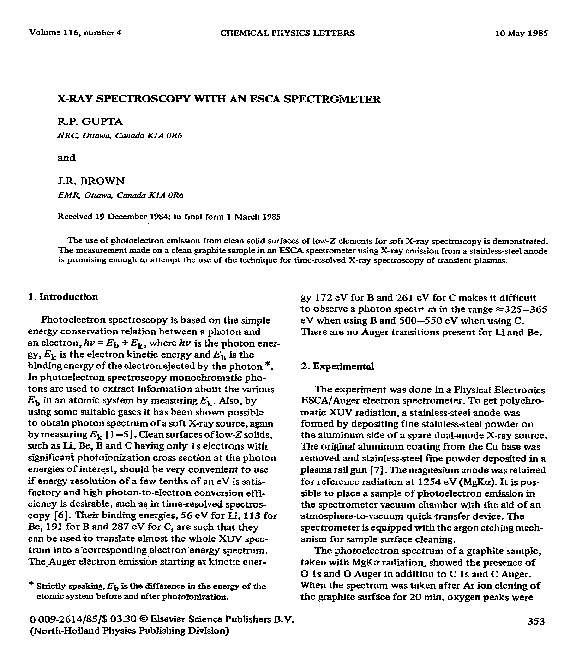 (PDF) X-ray spectroscopy with an ESCA spectrometer