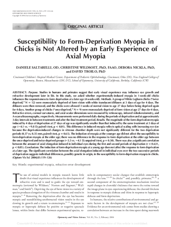 (PDF) Susceptibility to Form-Deprivation Myopia in Chicks is Not ...