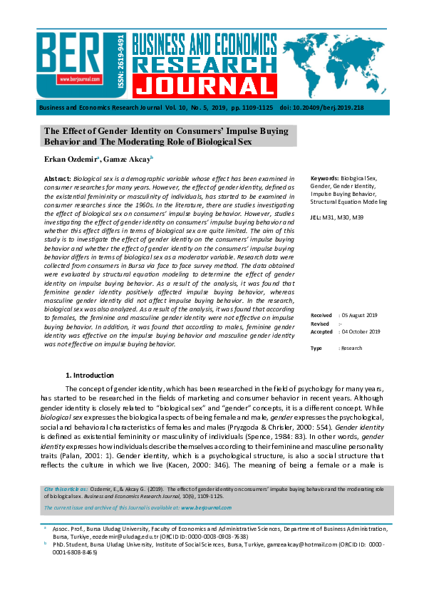 (PDF) The Effect of Gender Identity on Consumers’ Impulse Buying ...
