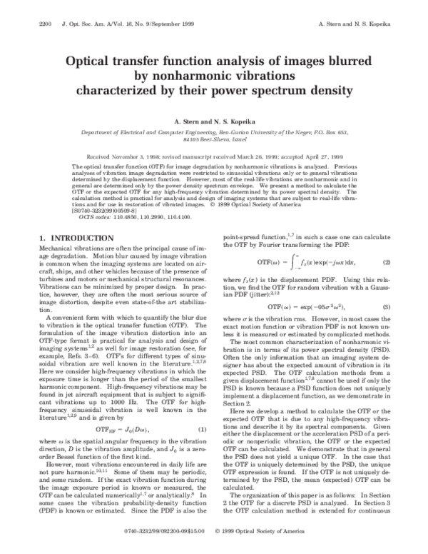(PDF) Optical transfer function analysis of images blurred by ...