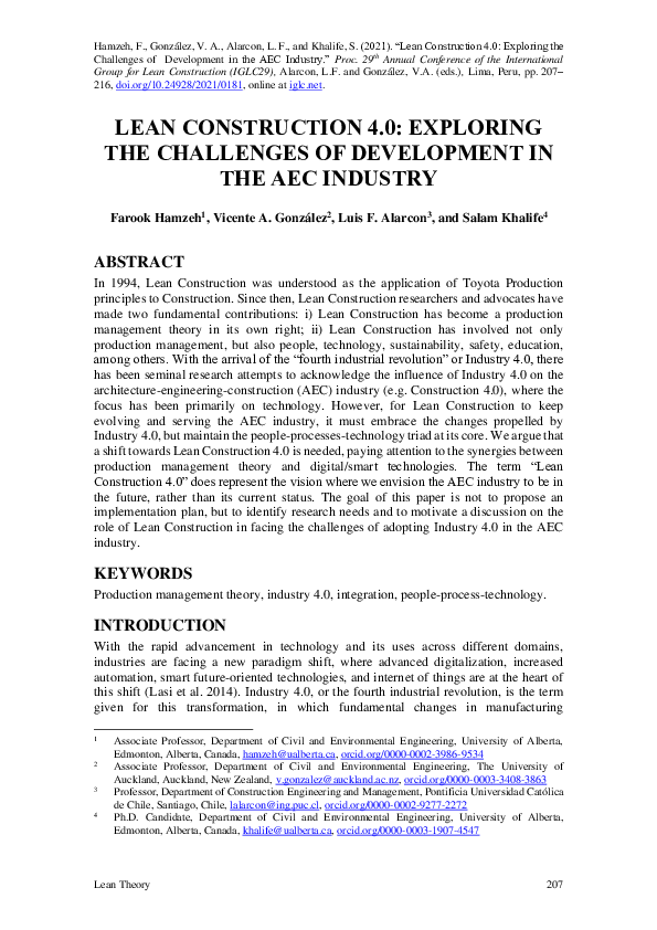 (PDF) Lean Construction 4.0: Exploring the Challenges of Development in ...