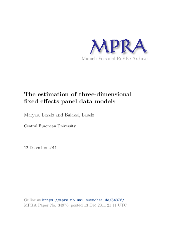 (PDF) The estimation of three-dimensional fixed effects panel data models