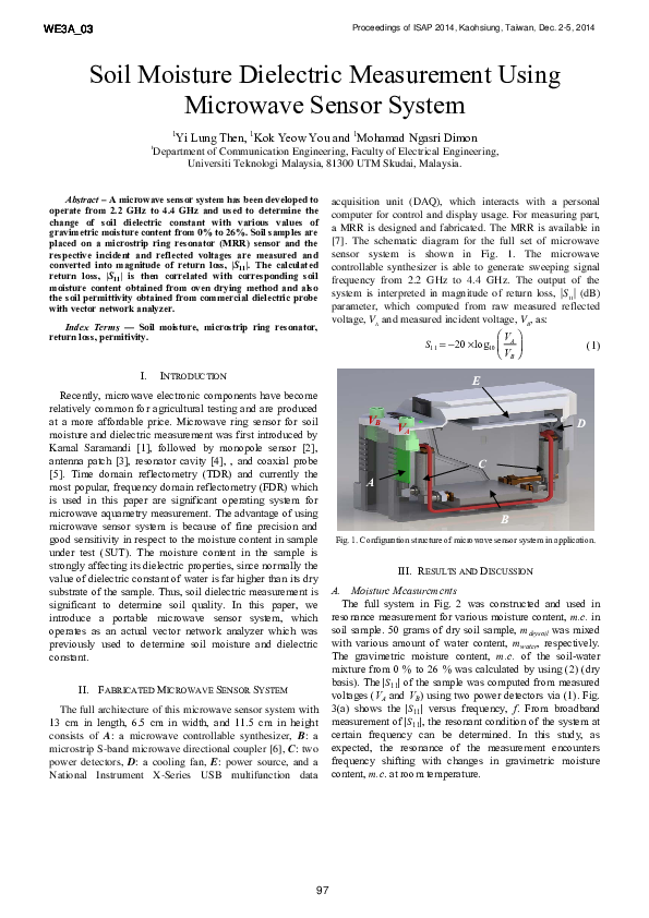 (PDF) Soil moisture dielectric measurement using microwave sensor system