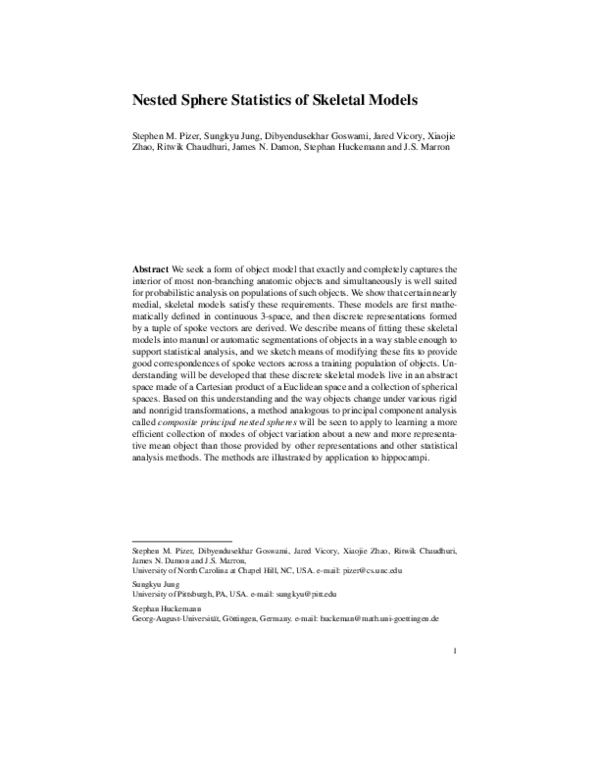 (PDF) Nested Sphere Statistics of Skeletal Models