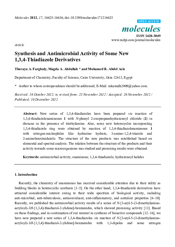 (PDF) Synthesis and Antimicrobial Activity of Some New 1,3,4 ...