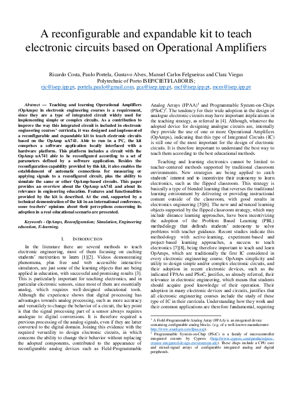 (PDF) A reconfigurable and expandable kit to teach electronic circuits ...