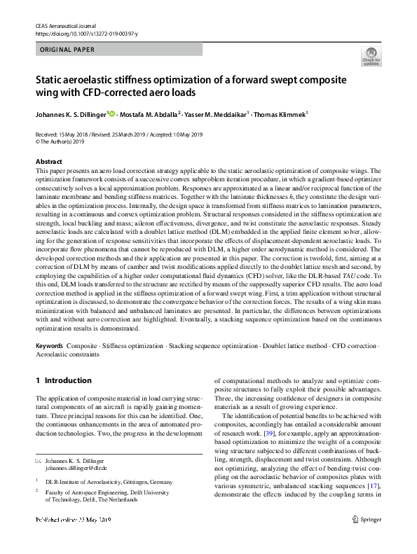 (PDF) Static aeroelastic stiffness optimization of a forward swept ...