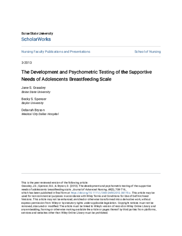 (PDF) The development and psychometric testing of the Supportive Needs ...