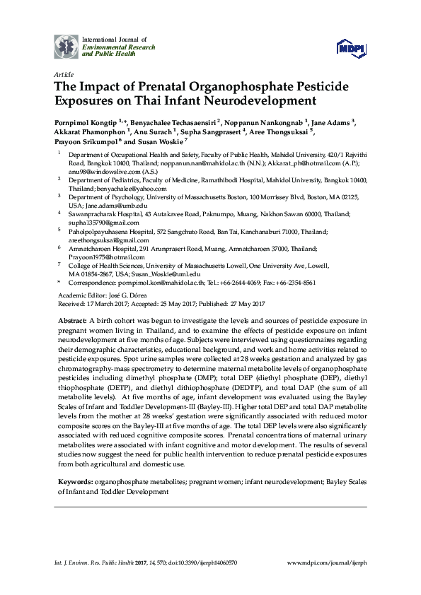 (PDF) The Impact of Prenatal Organophosphate Pesticide Exposures on ...